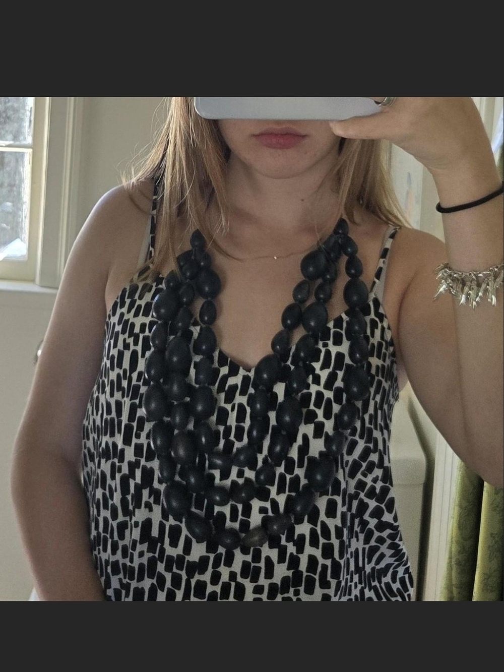 Chunky Black Multi-Strand Beaded Necklace
